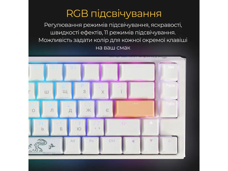 Клавіатура Ducky OnOne 3 SF Cherry MX Brown RGB UA USB White (DKON2167ST-BUAPXPWWWSC1) - фото 4