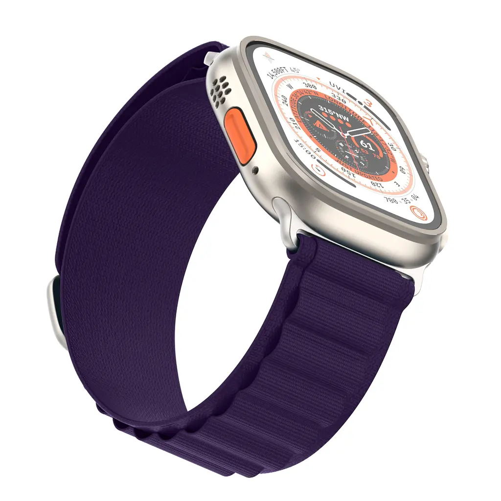 Ремінець для Apple Watch 49/46/45/44/42 (Series 1-3), фіолетовий, Alpine Loop Alpina Band, тканинний поліестеровий ремінець для смарт-годин, дихаючий, для активного відпочинку та спорту, ArmorStandart (ARM74199) - фото 3