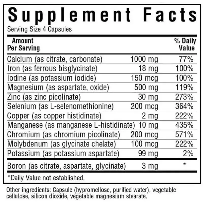 Мультиминерал + Бор + Железо Bluebonnet Nutrition 90 вегетарианских капсул - фото 2