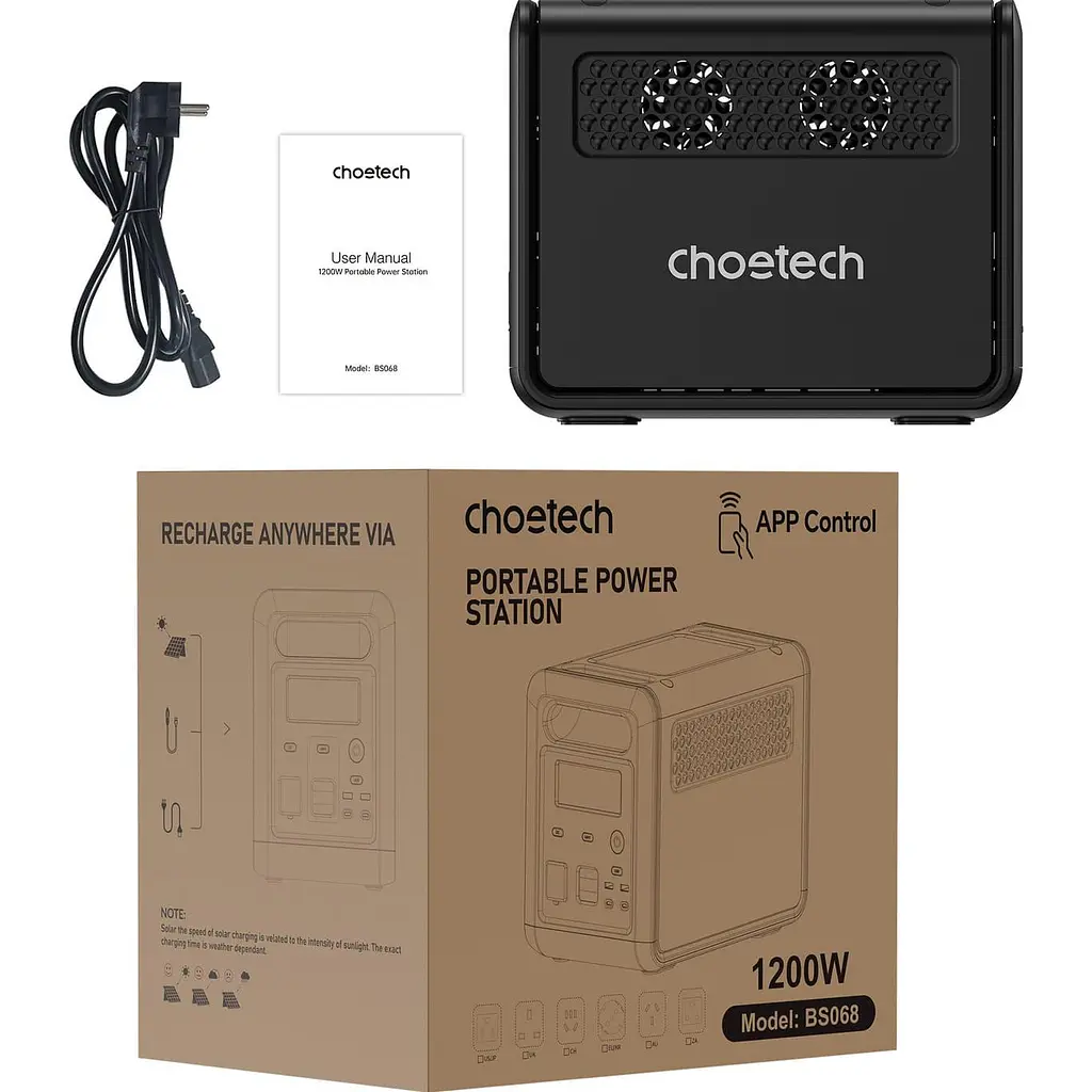 Зарядна станція Choetech BS068 / 1200 Вт / 1024 Вт/ч / LiFePO4 (BS068-EU-BKGY) - фото 4