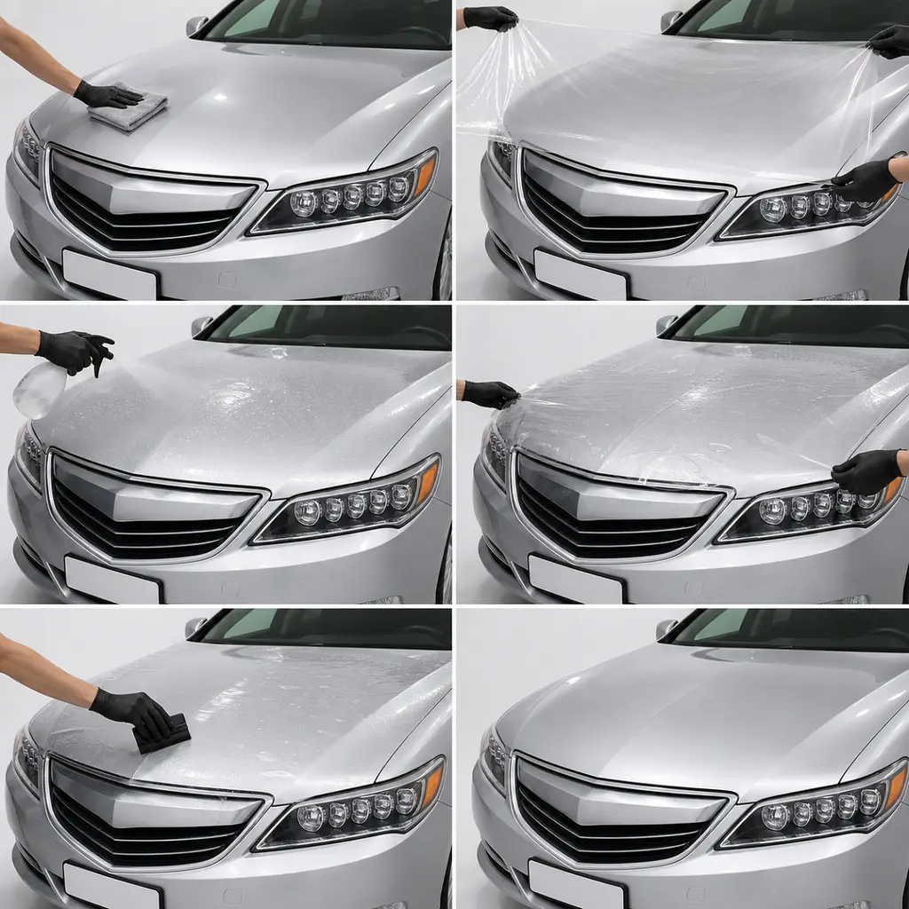 Антигравійна захисна бронеплівка за лекалами для Acura RLX I 2014-2017 - передня частина авто (капот бампер крила)) - фото 2