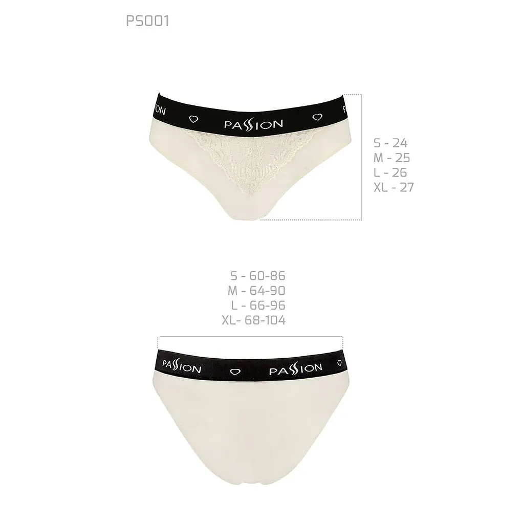 Трусики з широкою гумкою і мереживом Passion PS001 PANTIES M, ecru - фото 5