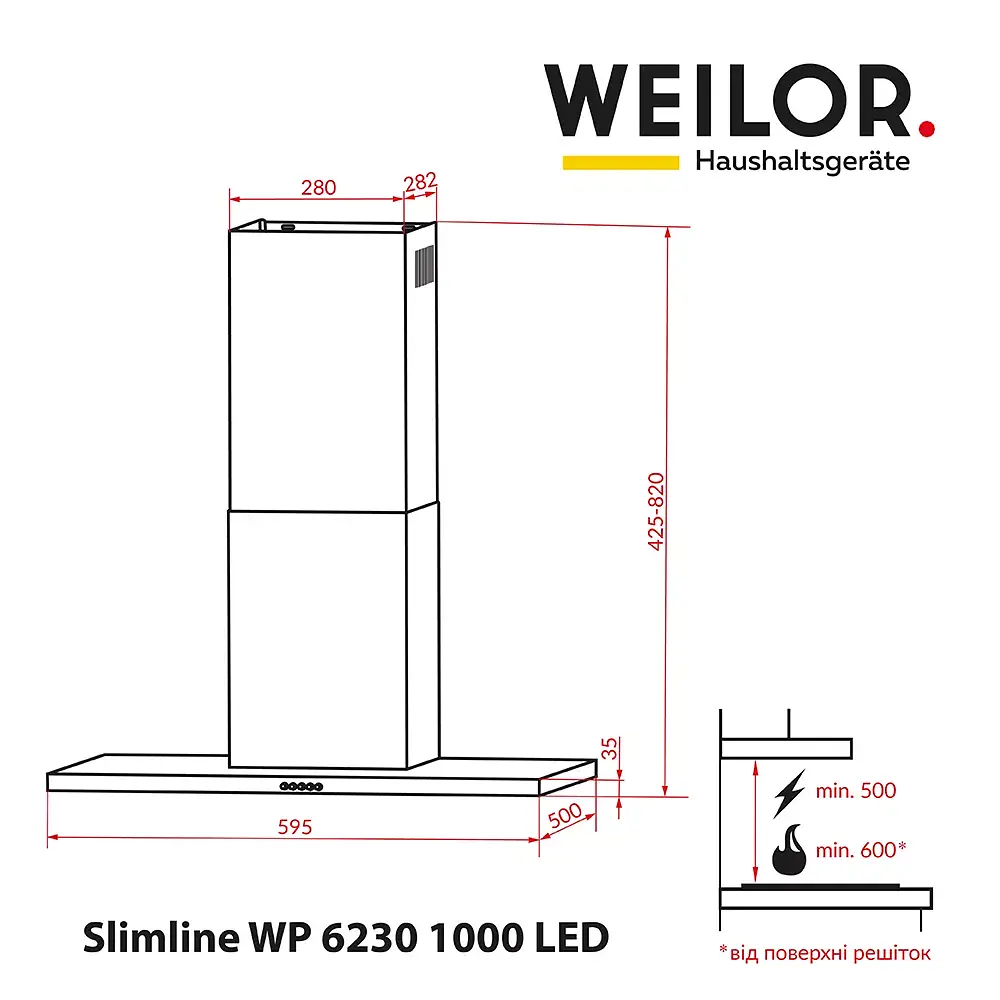Витяжка декоративна Т-подібна WEILOR Slimline WP 6230 WH 1000 LED - фото 11