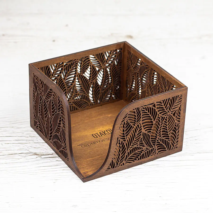 Дерев'яна серветниця VANZA LEAF walnut - S (14 см) - фото 6