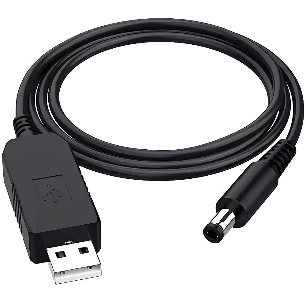 Кабель для роутера від павербанку чорний USB to DC 12V DC 5,5x2,1мм
