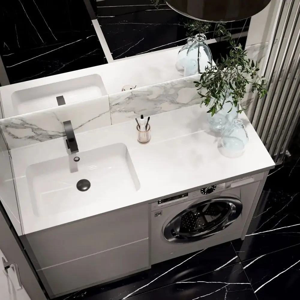 Умивальник накладний Adamant Flat White 120 L штучний камінь 1200x478x140мм 120 см - фото 4