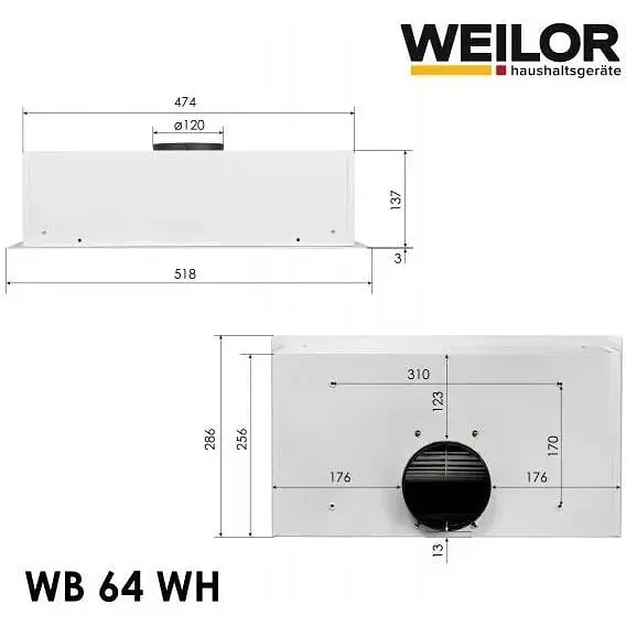 Витяжка вбудована Weilor WB 64 WH - фото 11