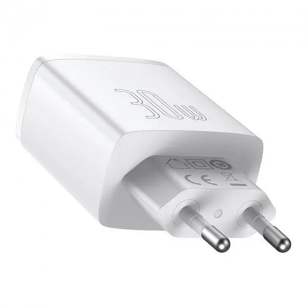 Мережевий зарядний пристрій Baseus Compact Quick Charger 2USB + 1Type-C 30W CCXJ-E02 White - фото 4