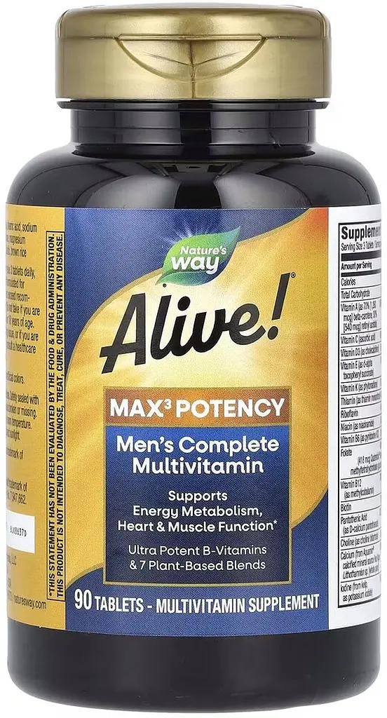 Комплекс для здоров'я чоловіків Nature's Way Alive! Max3 Potency Men's, 90 таблеток - фото 4