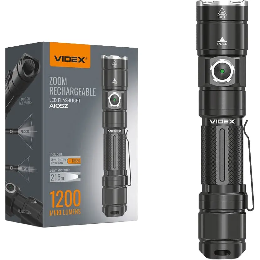 Портативный светодиодный фонарик Videx VLF-A105Z, 1200Lm 5000K (26567-000)