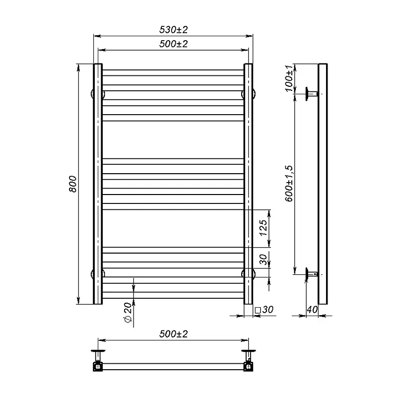 Рушникосушка водяна Onlyheat Ember 500/800/12, Хром - фото 3