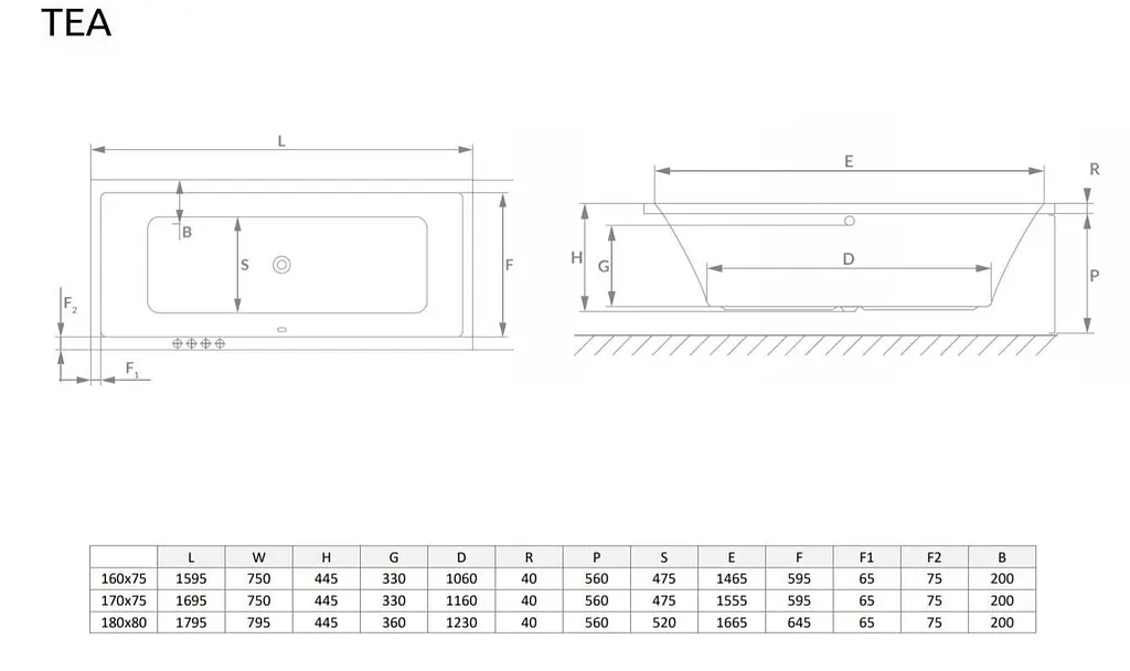 Ванна акрилова Radaway Tea 170x75 + ніжки WA1-51-170x075 - фото 2