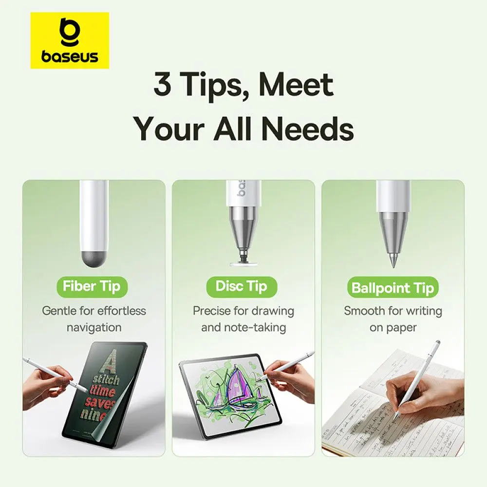Стилус Baseus Smooth Writing III 3-in-1 Passive Stylus Non-magnetic Version Moon White - фото 7
