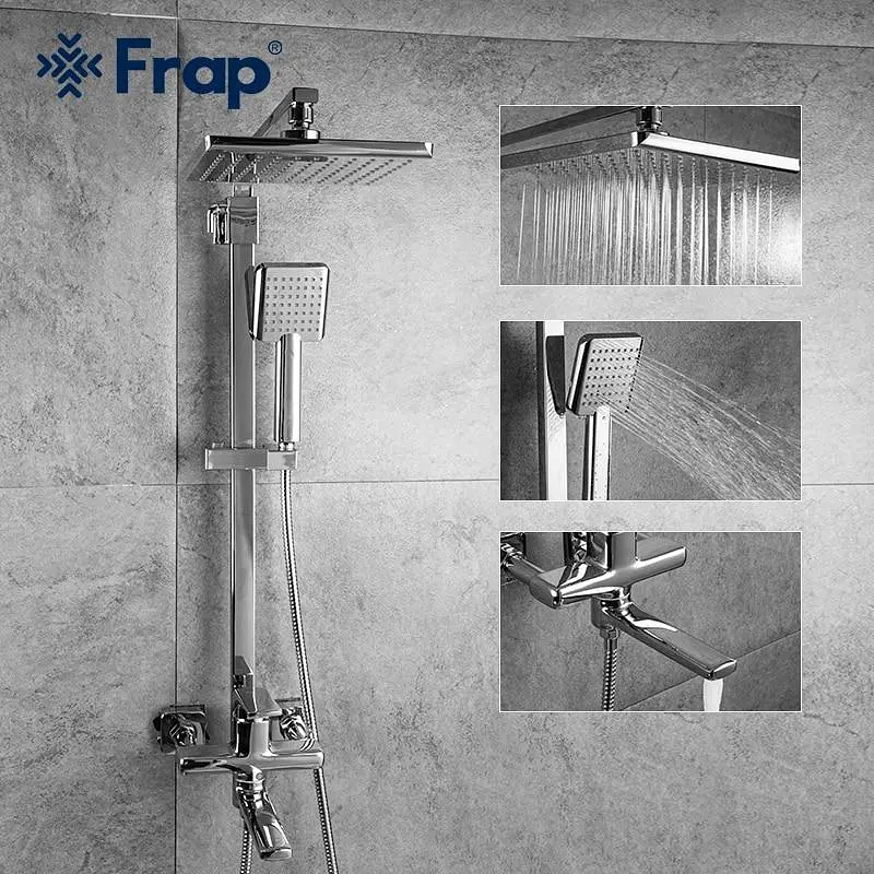 Душова система Frap F2460, поворотний вилив - перемикач на лійку/душ, 1 режим, хром - фото 2
