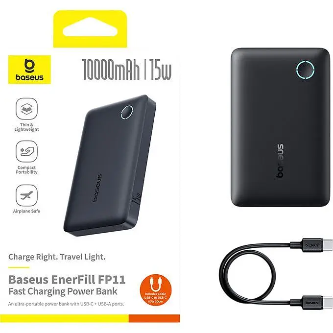 Зовнішній акумулятор Baseus EnerFill FP11 10000mAh 15W Black (P1008210C123-00) [152198] - фото 4