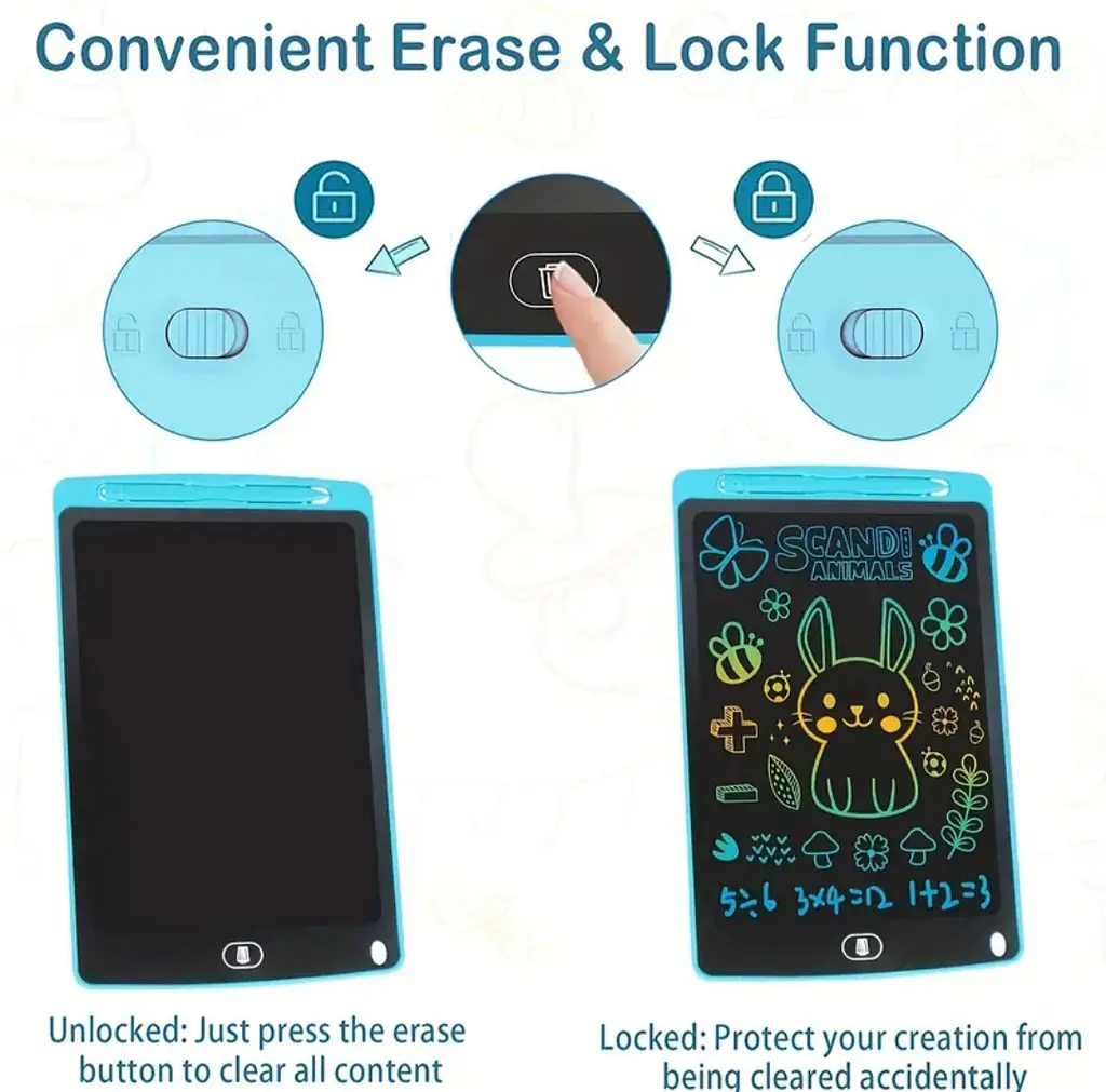 8.5 дюйма кольоровий РК-планшет для письма, дитячий блокнот для малювання графіті, планшет для малювання. Синій - фото 7