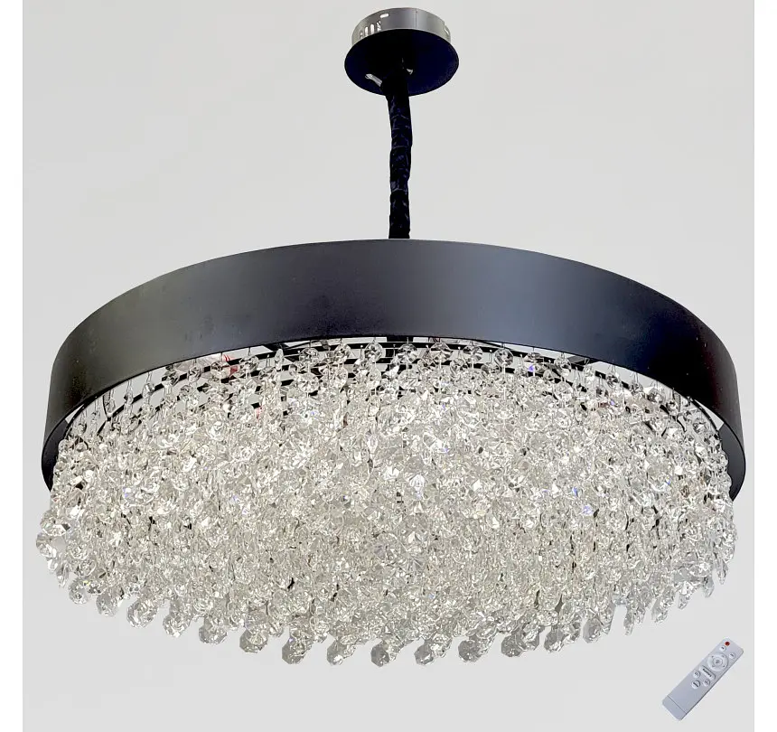Велика чорна кришталева LED люстра Artlight 8677/800BK діаметром 78,5 см із 15 патронами E14 - фото 2