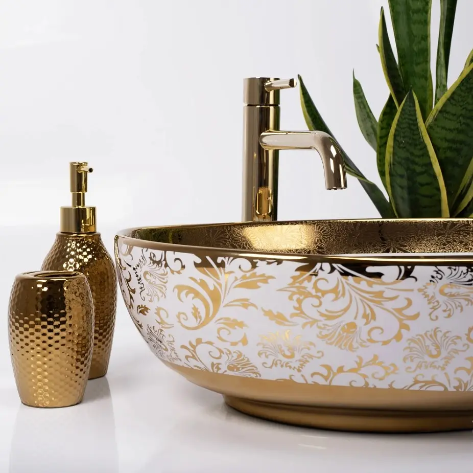 Умивальник Rea Margot 52x40 white/gold (REA-U9650) - фото 2