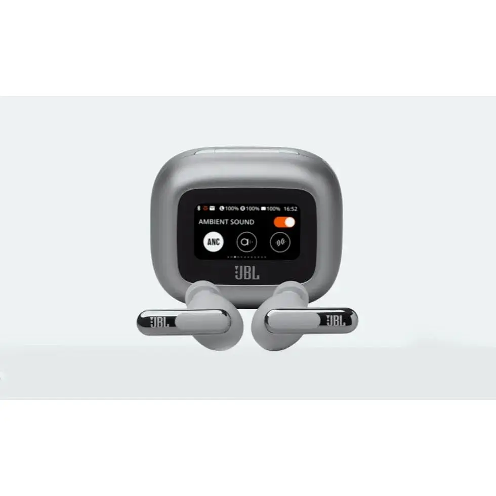 Бездротові навушники JBL Live Flex 3 (JBLLIVEFLEX3SIL) (кейс з дисплеєм) сріблясті - фото 5