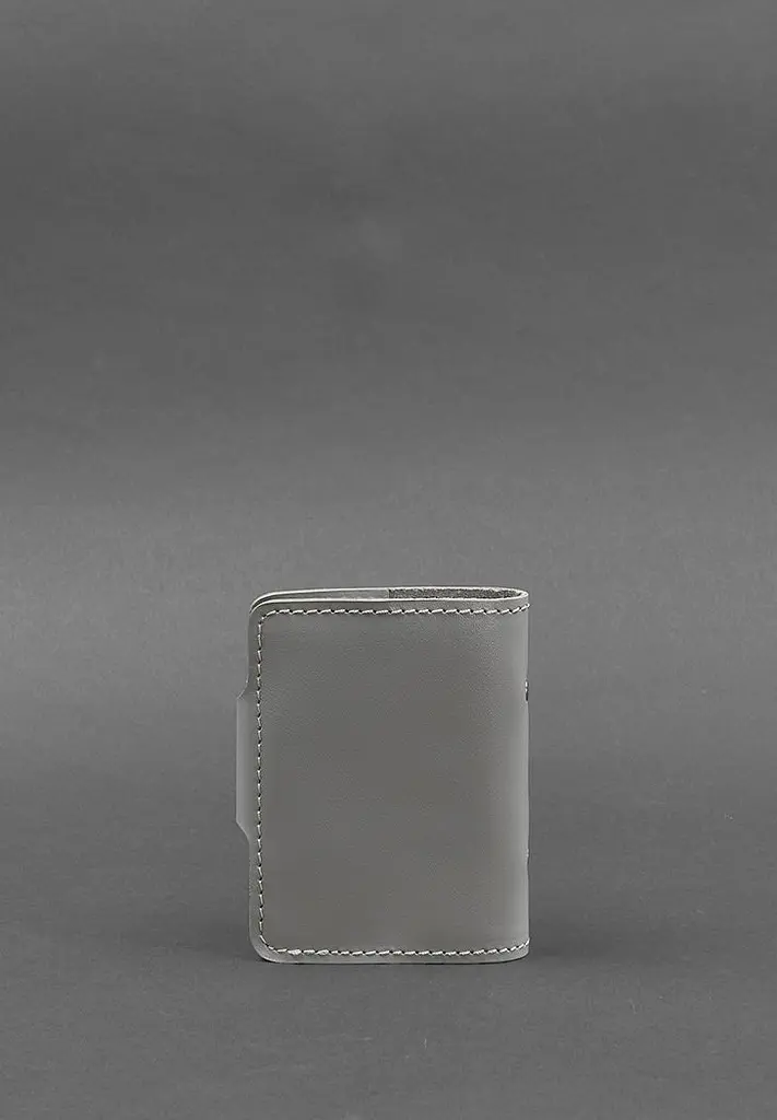 Женский кожаный кард-кейс 7.1 (Книжечка) серый - фото 5