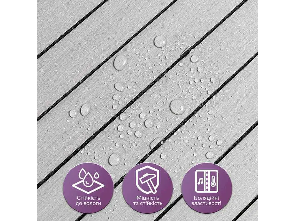 Покриття вінілове самоклеюче 3D рейки STICKER WALL 600*600*2,8мм Скандинавський білий шпон SW-00002197 - фото 5