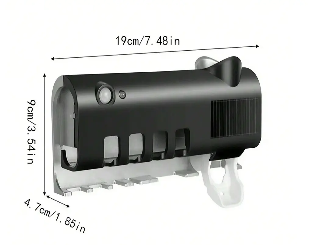 Стерилізатор тримач для зубних щіток на 4 секції з дозатором Multi-function Toothbrush Sterilizer UV, Yu Xin Чорний 86601 - фото 4