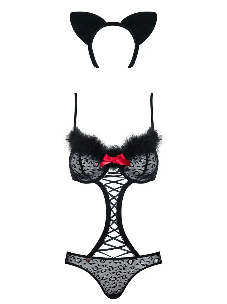 Эротический костюм Obsessive Gepardina L/XL черный - фото 4