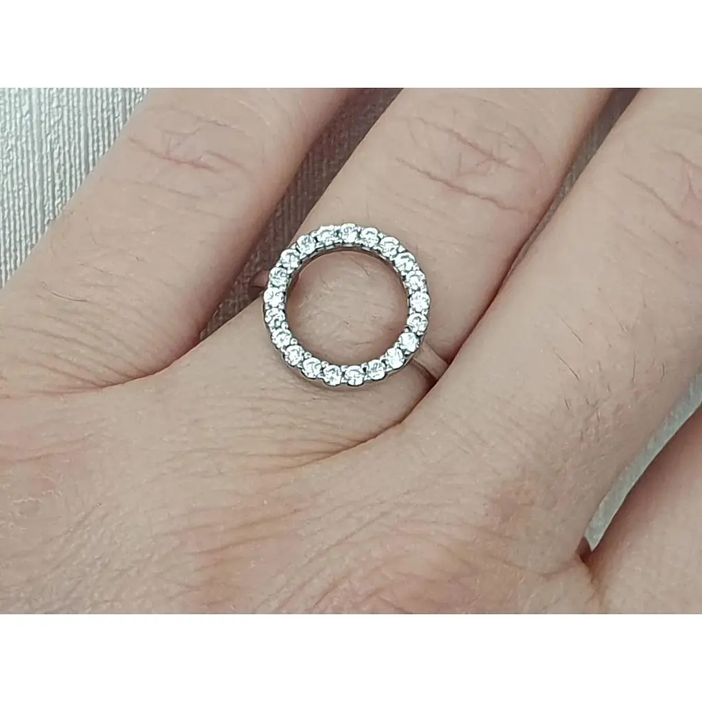 Срібне кільце Лазурит з фіанітами. 19244Р 17,5 - фото 3