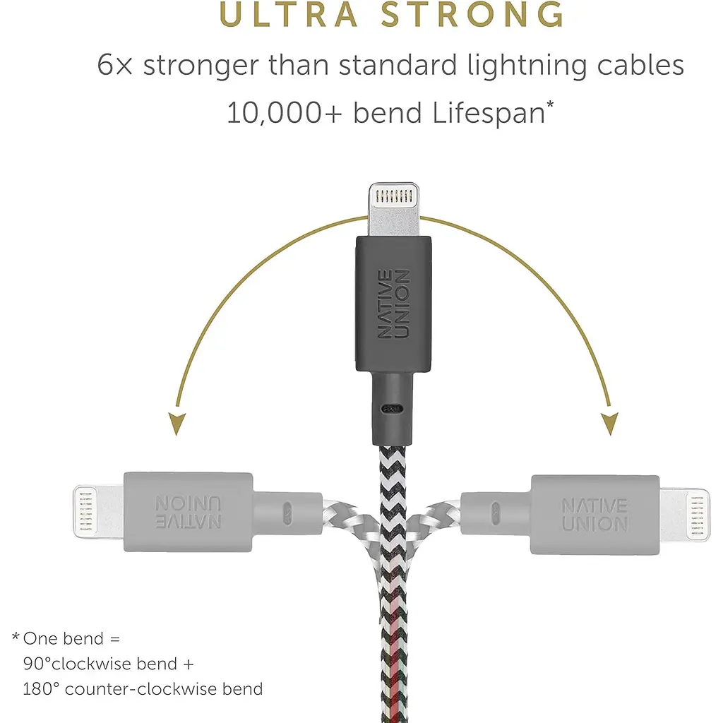 Кабель Native Union Belt Cable XL Lightning Zebra 3 м (BELT-L-ZEB-3-NP) - фото 4