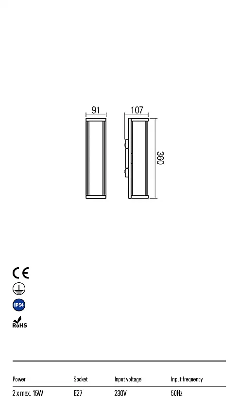Бра вуличне VITRA AP E27 2X15W IP54 BK (5.1.1) Redo 9105 - фото 3