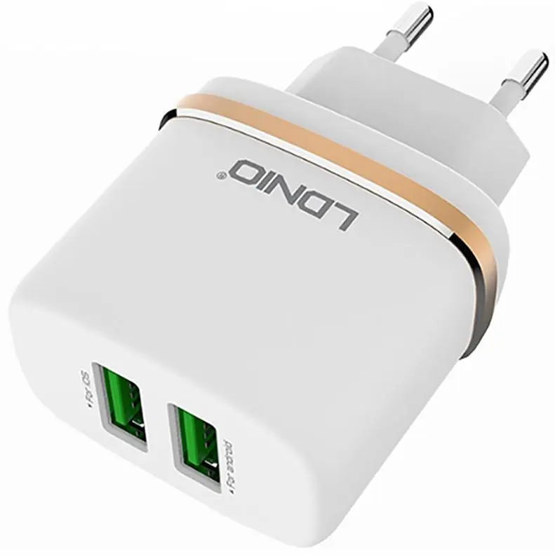 Сетевое зарядное устройство LDNIO DL-AC52 Travel charger 2USB 2.4A + Lightning cable White - фото 4