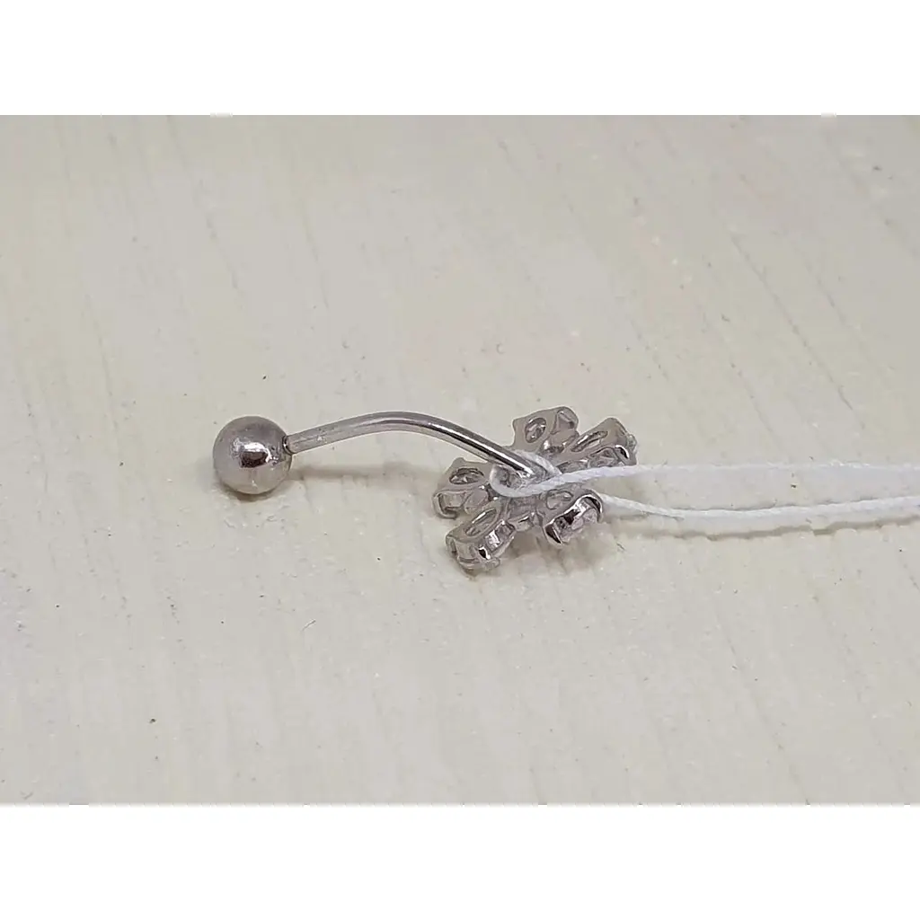 Срібна сережка для пірсингу пупка Ірій з фіанітами. 6005 - фото 2