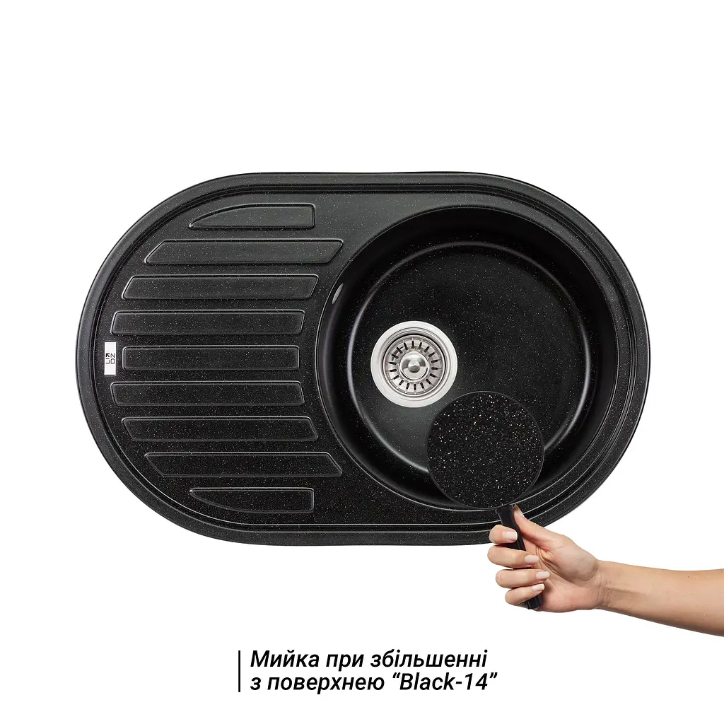 Кухонна мийка Lidz 780x500/200 BLM-14 (LIDZBLM14780500200), Чорний - фото 3