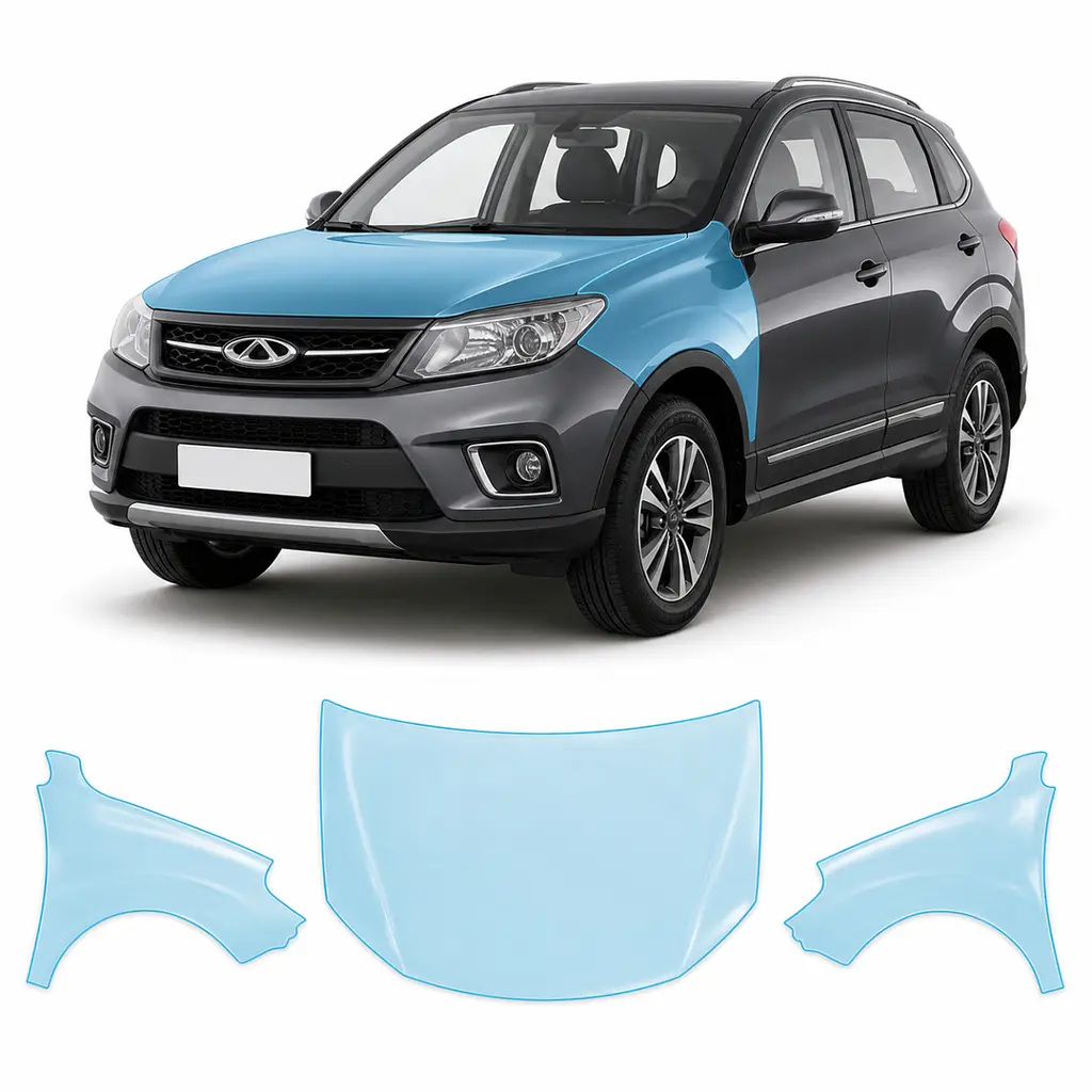 Антигравійна захисна бронеплівка за лекалами для Chery Tiggo 7 I 2016-2020 - капот і передні крила