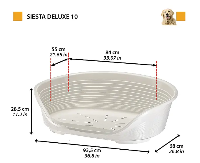 Пластиковий лежак для собак і котів Ferplast Siesta Deluxe 10 сірий 93,5×68×28,5 см 70210947 - фото 2