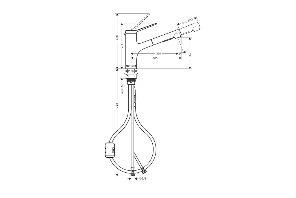 Змішувач для кухні Hansgrohe Zesis M33 з витяжним душем stainless steel finish 74800800 - фото 2