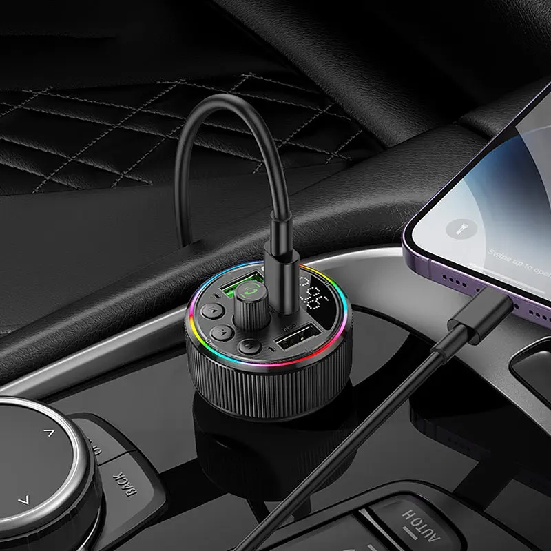 АЗП FM модулятор Hoco E82 Guerrero PD30W+QC3.0 (2USB-A/1C) Black - фото 8