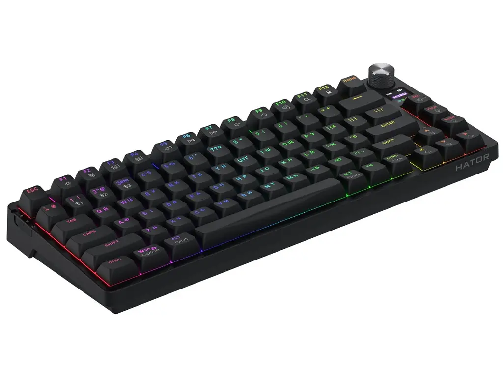 Клавіатура ігрова механічна бездротова HATOR HTK-450 UA RGB Icefall PRO, Wireless, Display Black - фото 5
