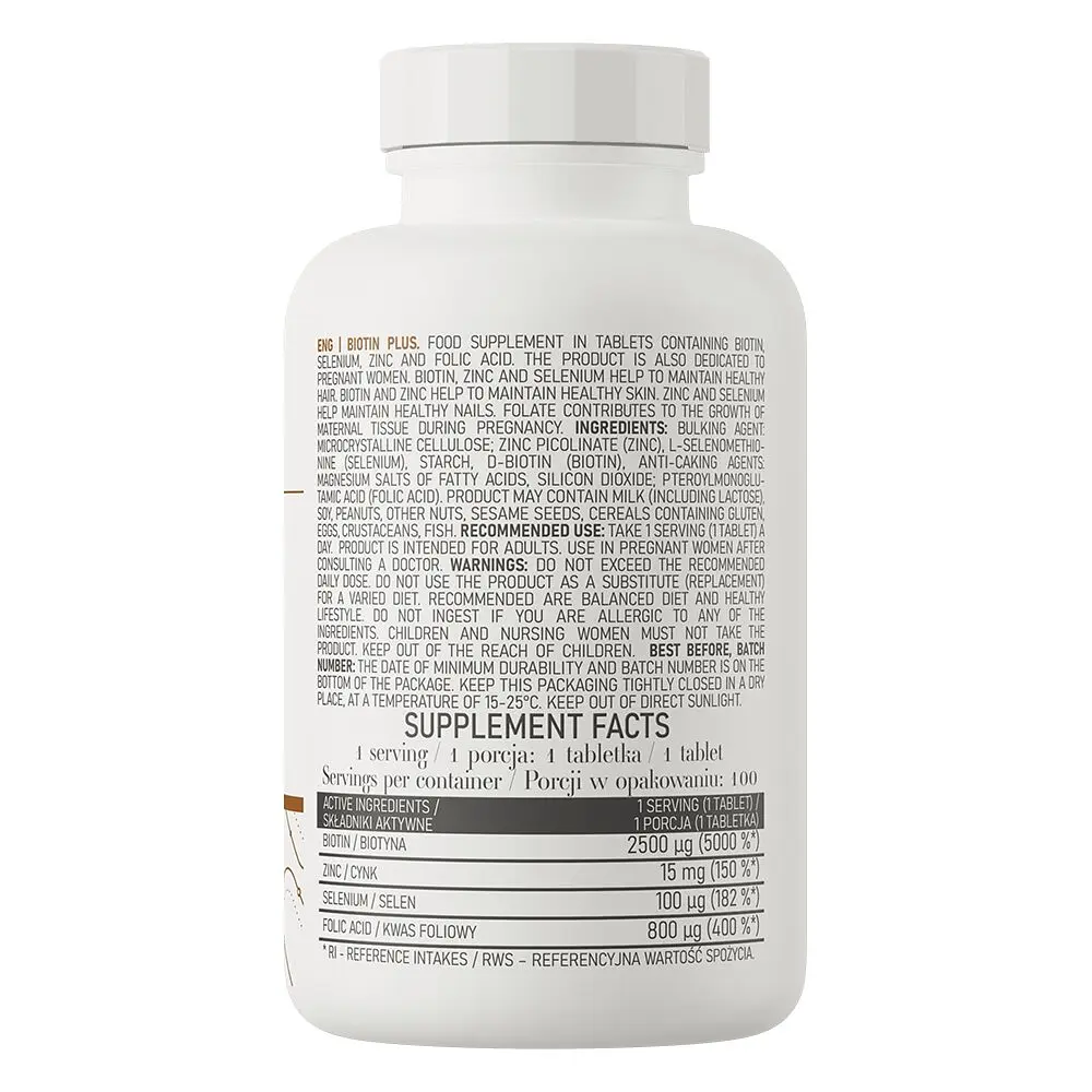 Витамины и минералы OstroVit Biotin Plus, 100 таблеток - фото 2