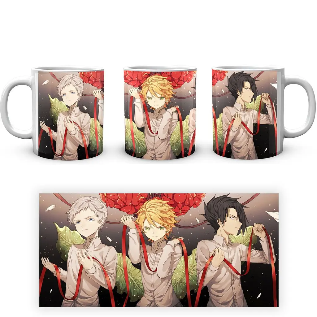 Кухоль GeekLand The Promised Neverland Обіцяний Неверленд Норман Емма Рей З червоною стрічкою NV 02.454 330 мл білий - фото 3