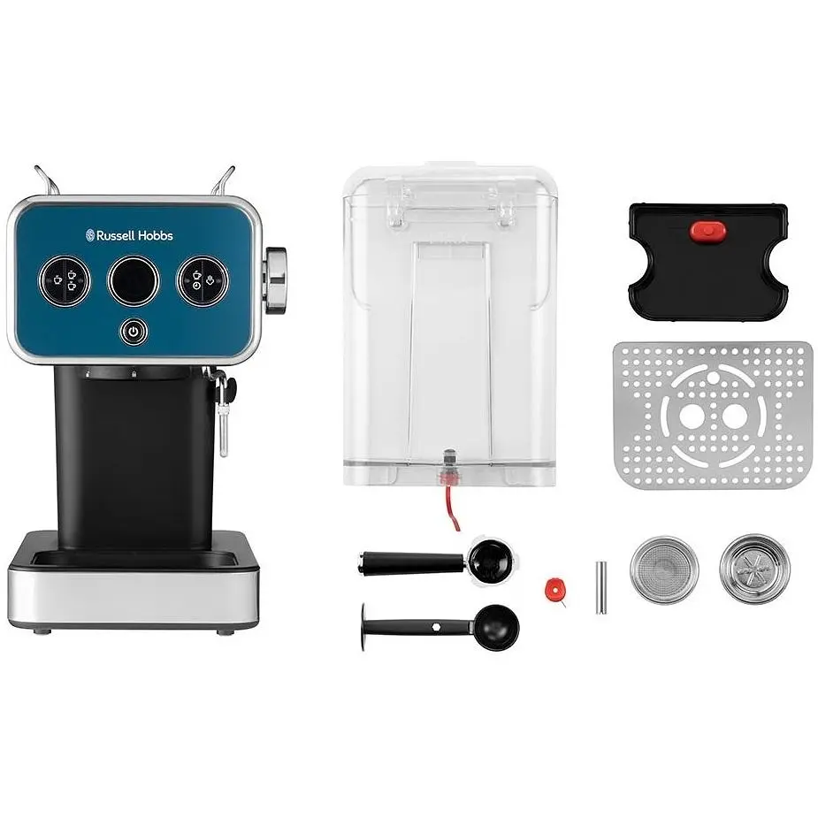 Кофеварка Russell Hobbs Distinctions Ocean рожковая 1.1 л сине-серебристая (26451-56) - фото 3