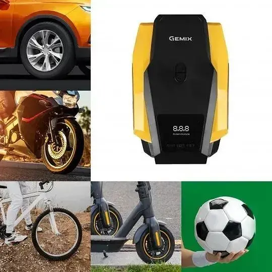 Автокомпрессор Gemix Model G black/yellow поршневой с сумкой цифровой манометр функция Autostop фонарик 35 л/мин - фото 6