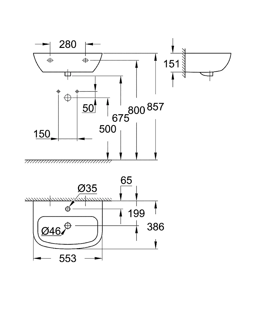 Умывальник Grohe Bau Ceramic 55 см 39440000, Белый - фото 2