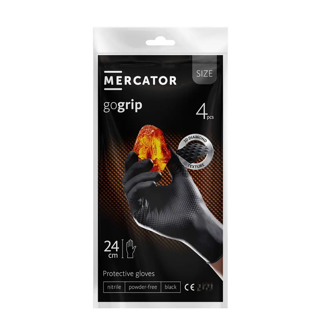 Уцінка. Рукавички нітрилові оглядові неприпудрені нестерильні Mercator gogrip L black 50 шт / уп   - фото 2