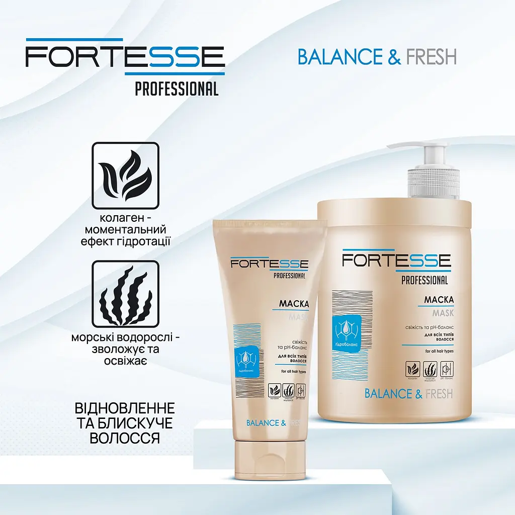 Маска Fortesse Professional Balance & Fresh, для всіх типів волосся, з дозатором, 1000 мл - фото 2