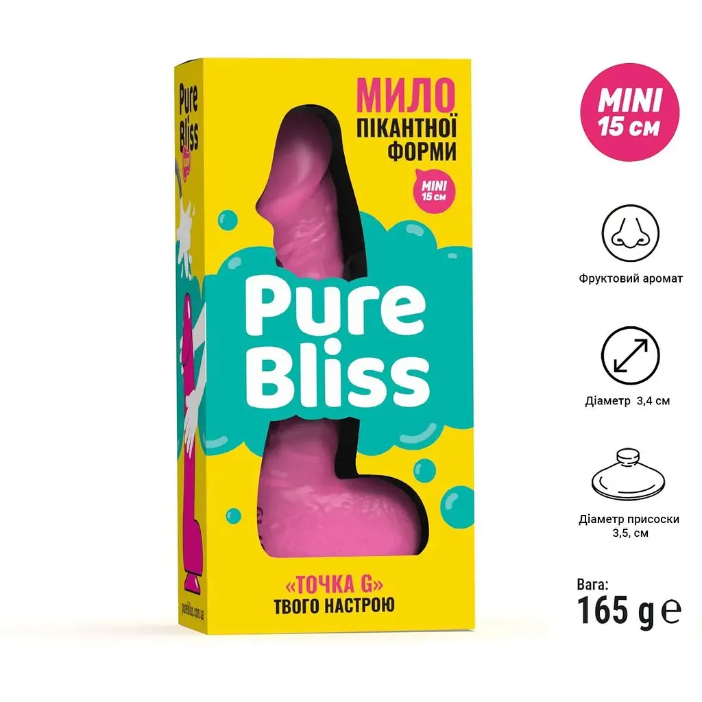 Крафтове мило-член із присоскою Pure Bliss Mini Pink - фото 6