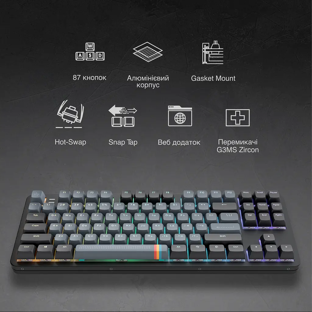 Игровая клавиатура Dark Project ALU87 Midnight ENG/RUS (DPKB_MIDNIGHT_87_ANSI_UA) - фото 3