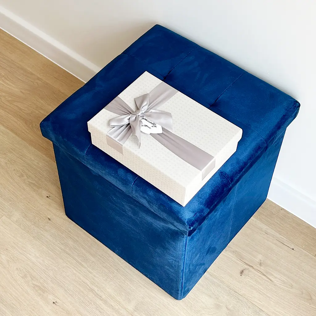 Пуф для зберігання МВМ My Home велюровий 380х380х380 мм синій (TH-05 BLUE) - фото 5