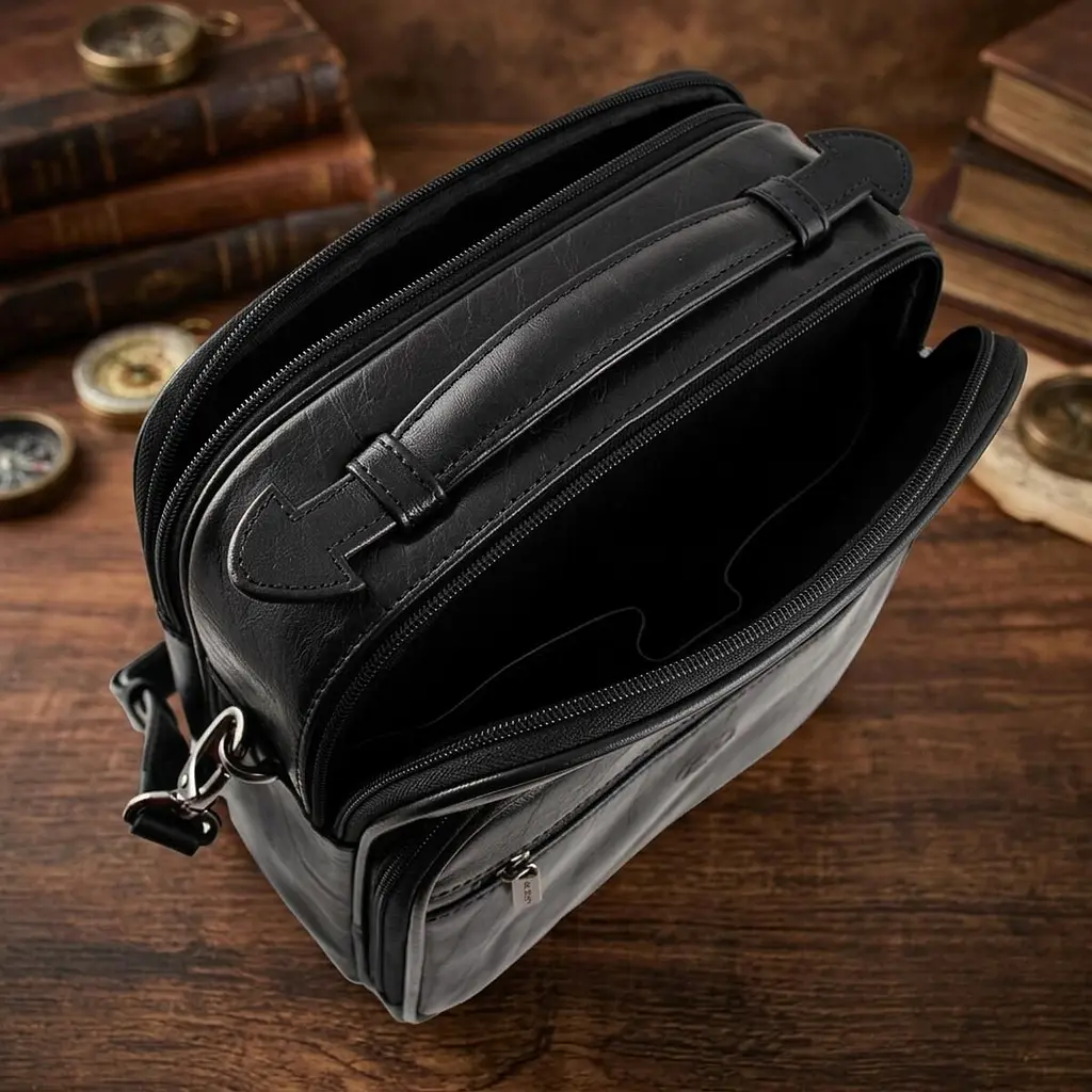 Чоловіча шкіряна сумка Tony Perotti Italico 7058 nero (90634) Чорна - фото 6
