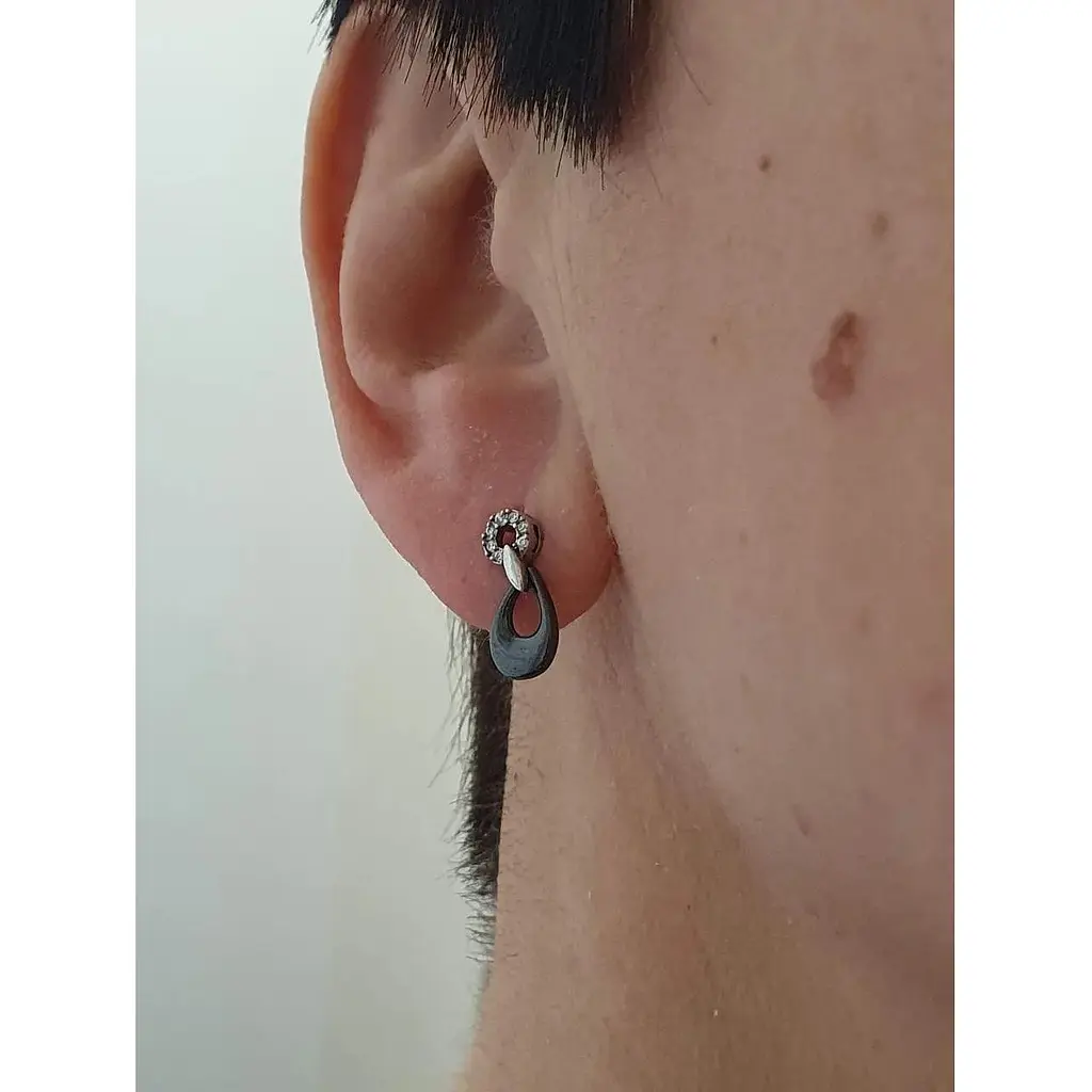 Серебряные серьги Aurora с керамикой и фианитами. С2026Ч - фото 2